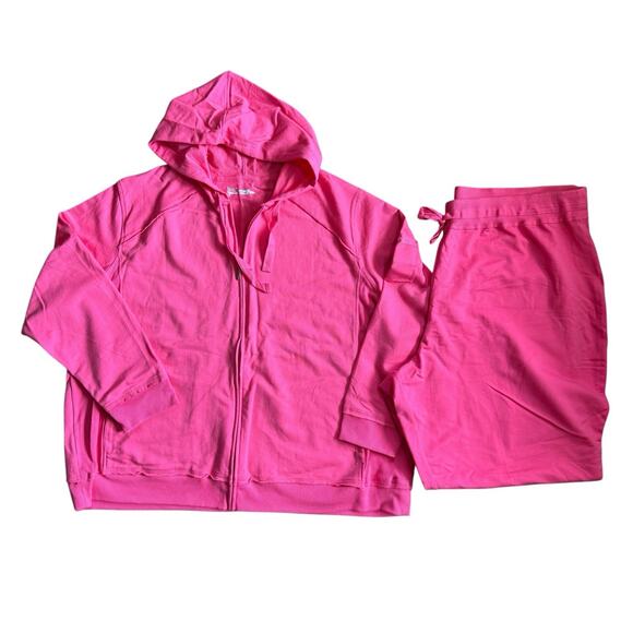 Just My Size Pink Hoodie Zip Up and Pants Size 4X 26w/28w Relaxed Fit Womans JMS - Picture 1 of 16